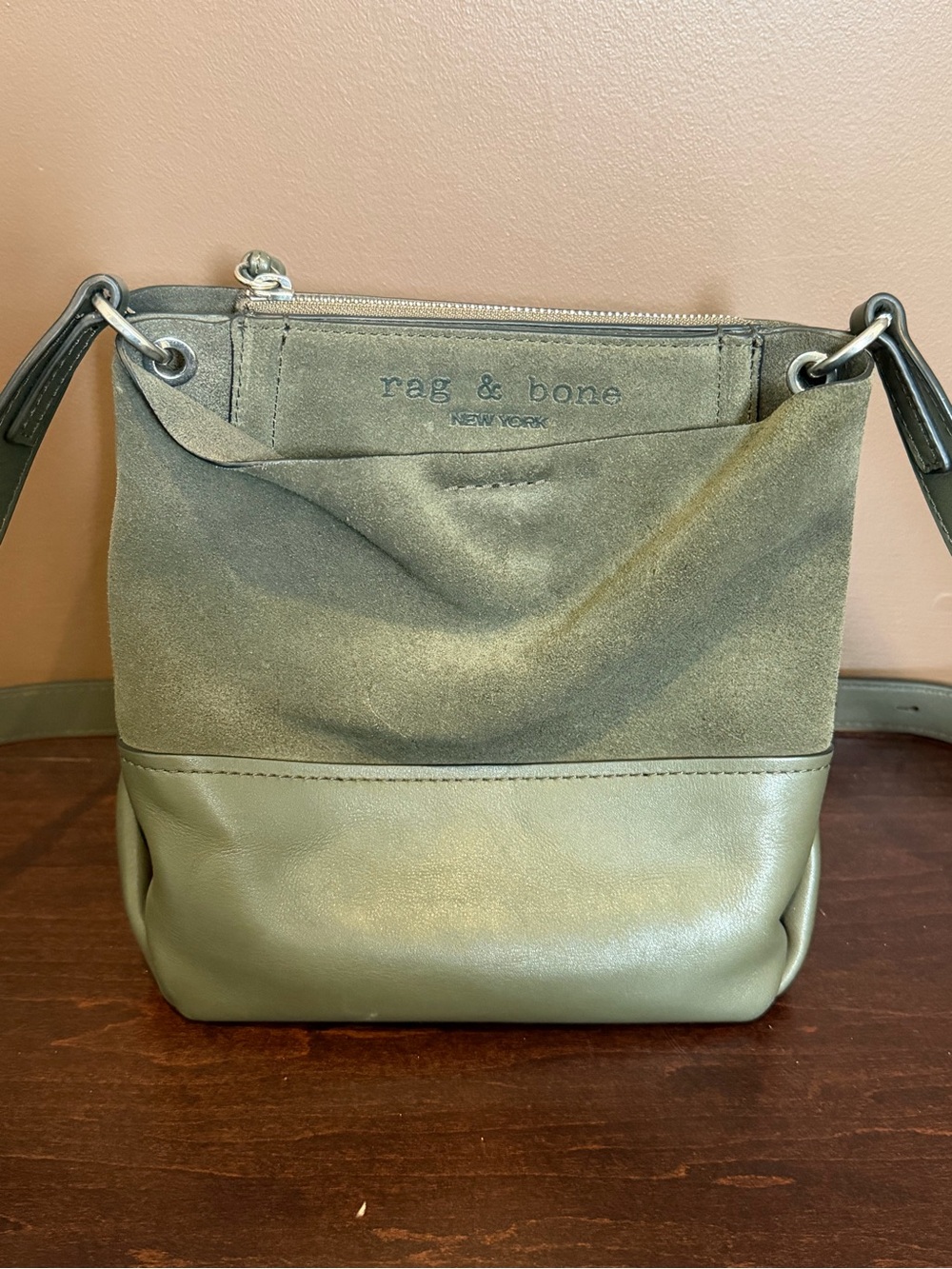 Rag & Bone Passenger Crossbody 2.0 Suede Bag – Olive Night